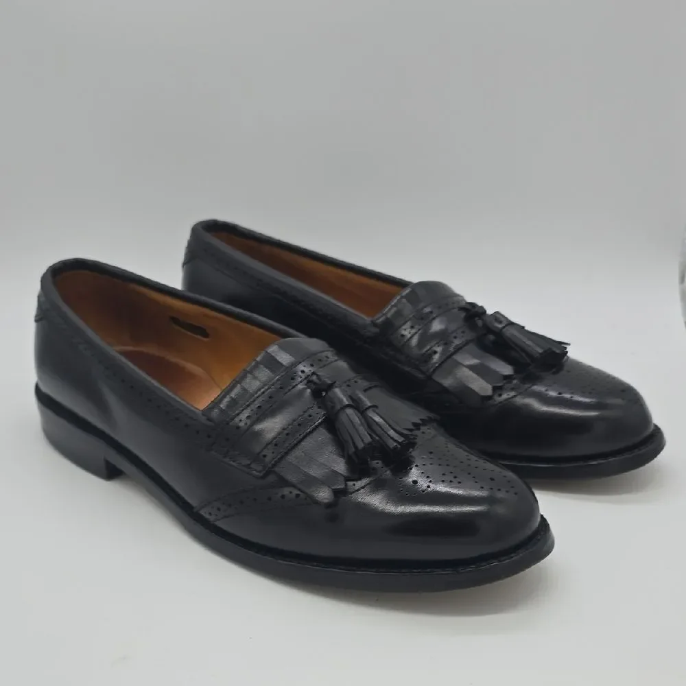 Allen Edmonds Black Leather Tassel Kiltie Loafers